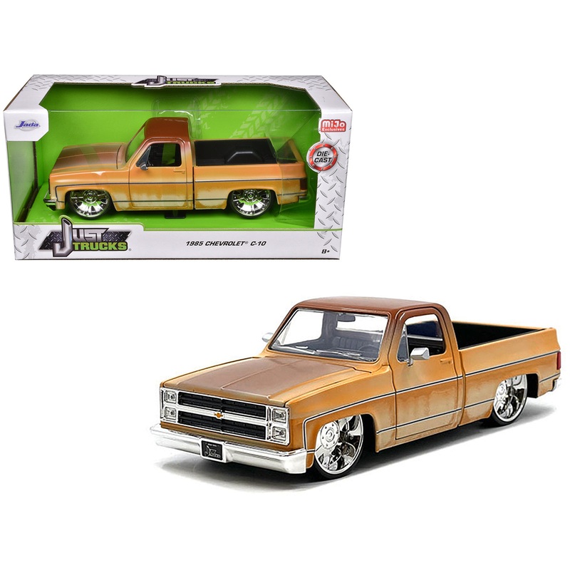 1985 Chevrolet C-10 Pickup Truck Yellow with Brown Top (Rusted) and JD3 Wheels “Just Trucks” Series 1/24 Diecast Model Car by Jada
