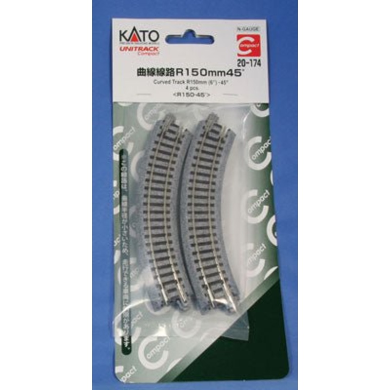 Kato 20-174 N Unitrack 6″ (150mm) Radius Curve 45 Degree (4 Pieces)