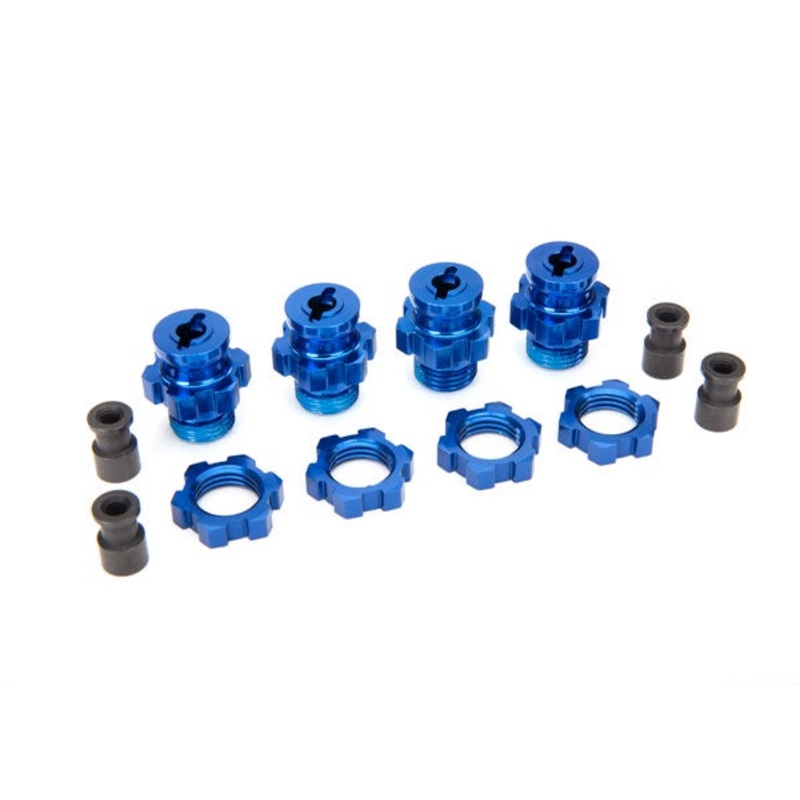 Traxxas – 6856X – Wheel Hubs Splined 17mm / Wheel Nuts / Axle Pin / Hub Retainer (4pc Blue) (RU/SL)