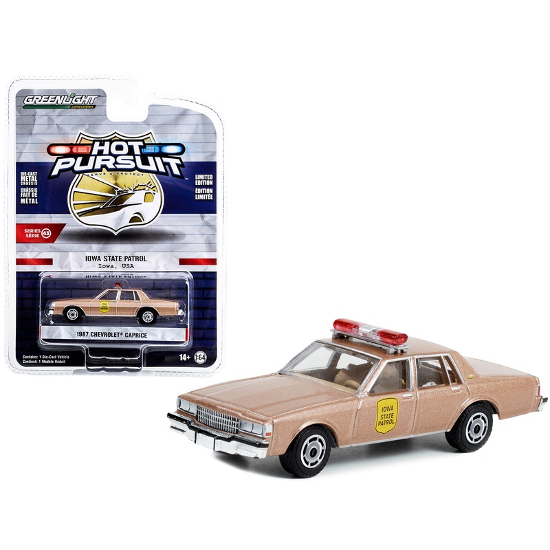 1987 Chevrolet Caprice Beige Metallic “Iowa State Patrol” “Hot Pursuit” Series 43 1/64 Diecast Model Car by Greenlight