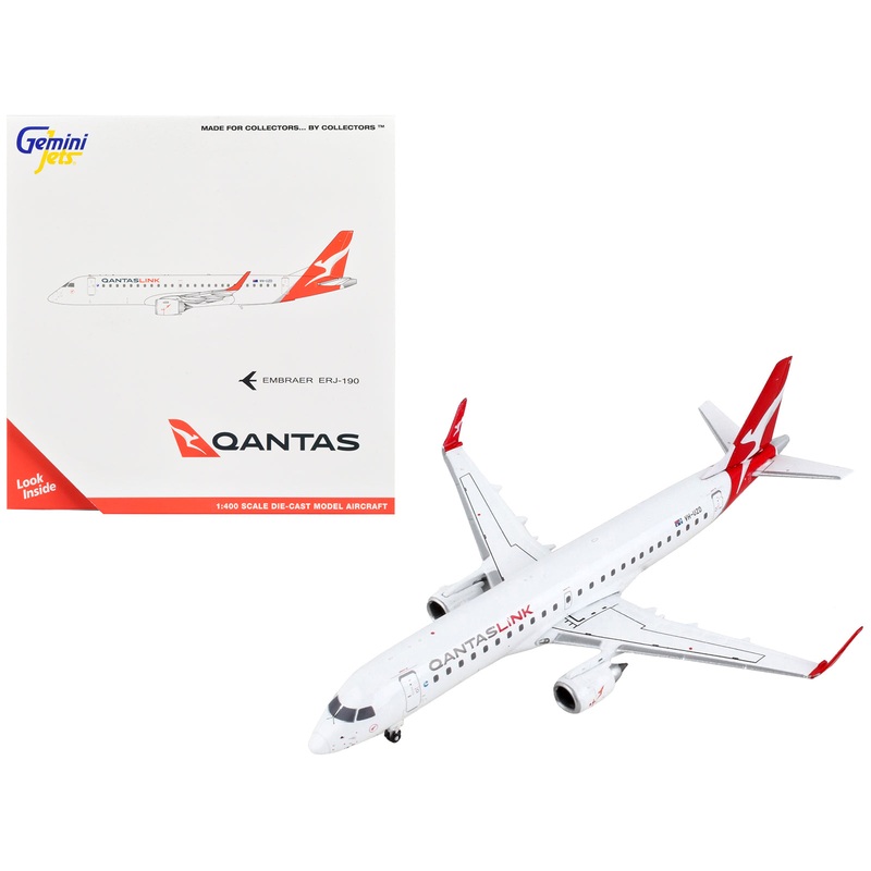 Embraer ERJ-190 Commercial Aircraft “QantasLink” White with Red Tail 1/400 Diecast Model Airplane by GeminiJets