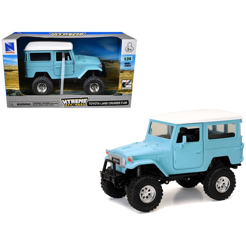 Toyota Land Cruiser FJ40 Light Blue with White Top “Xtreme Off-Road” Series 1/24 Diecast Model by New Ray