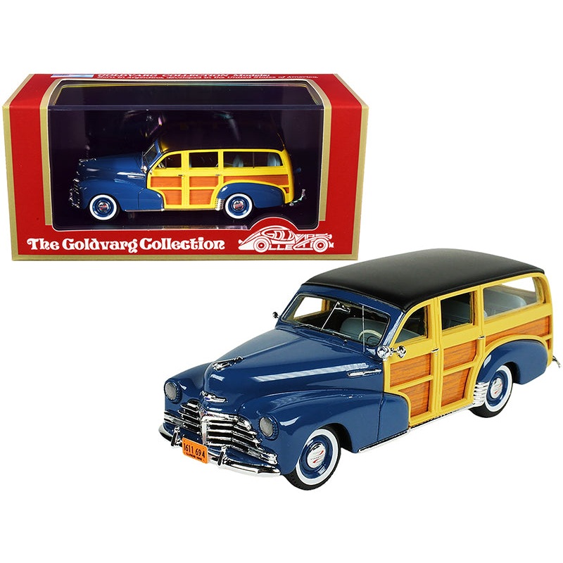 1948 Chevrolet Fleetmaster Woodie Station Wagon Como Blue with Black Top Limited Edition to 240 pieces Worldwide 1/43 Model Car by Goldvarg Collection