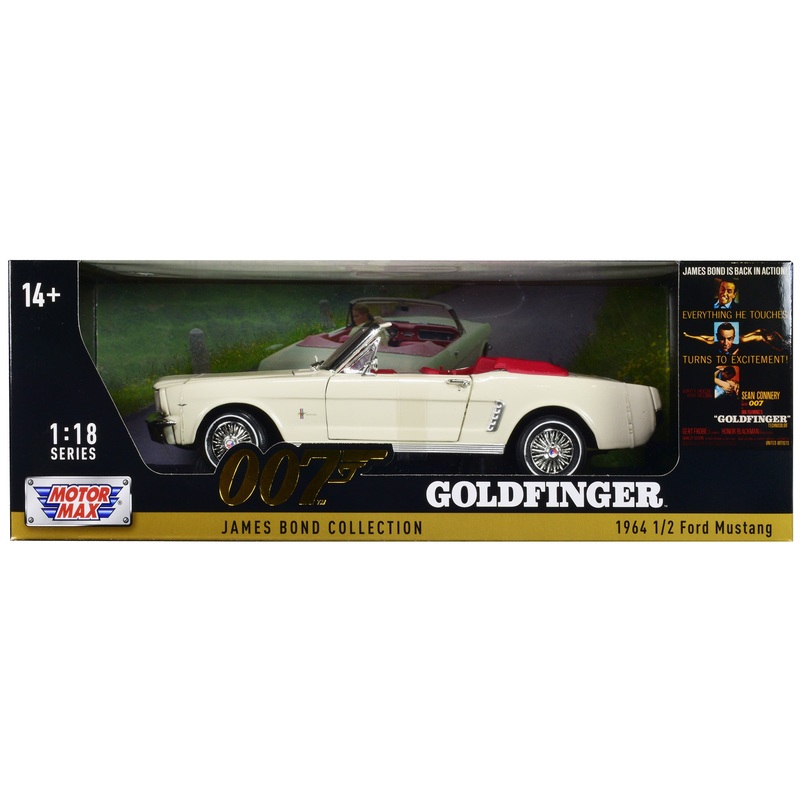 1964 1/2 Ford Mustang Convertible White with Red Interior James Bond 007 “Goldfinger” (1964) Movie “James Bond Collection” Series 1/18 Diecast Model Car by Motormax