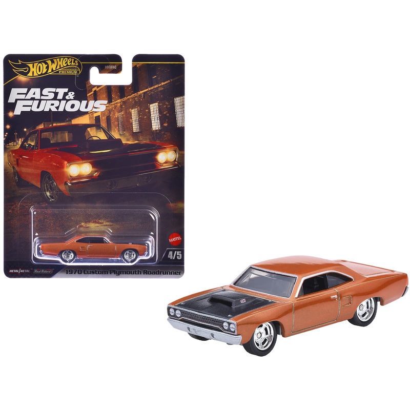 1970 Plymouth Road Runner Custom Copper Metallic with Black Hood “Furious 7” (2015) Movie “Fast & Furious” Series Diecast Model Car by Hot Wheels