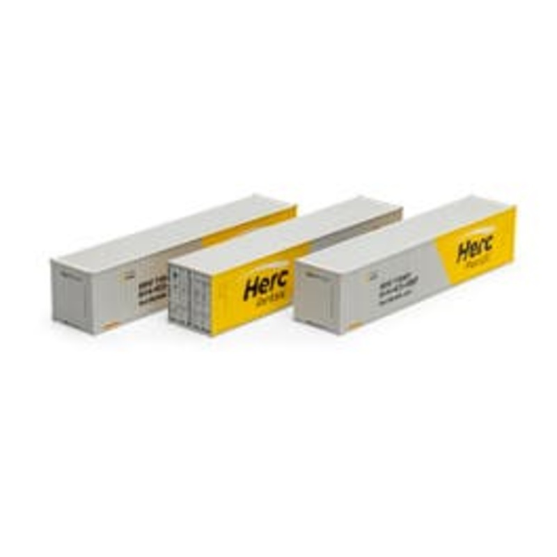 Athearn 16392  HO 40ft Low Cube Container – Herc Rentals (3 pack)