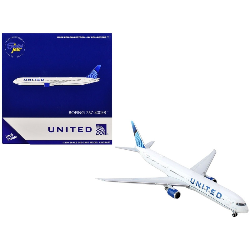 Boeing 767-400ER Commercial Aircraft “United Airlines” (N76064) White with Blue Tail 1/400 Diecast Model Airplane by GeminiJets