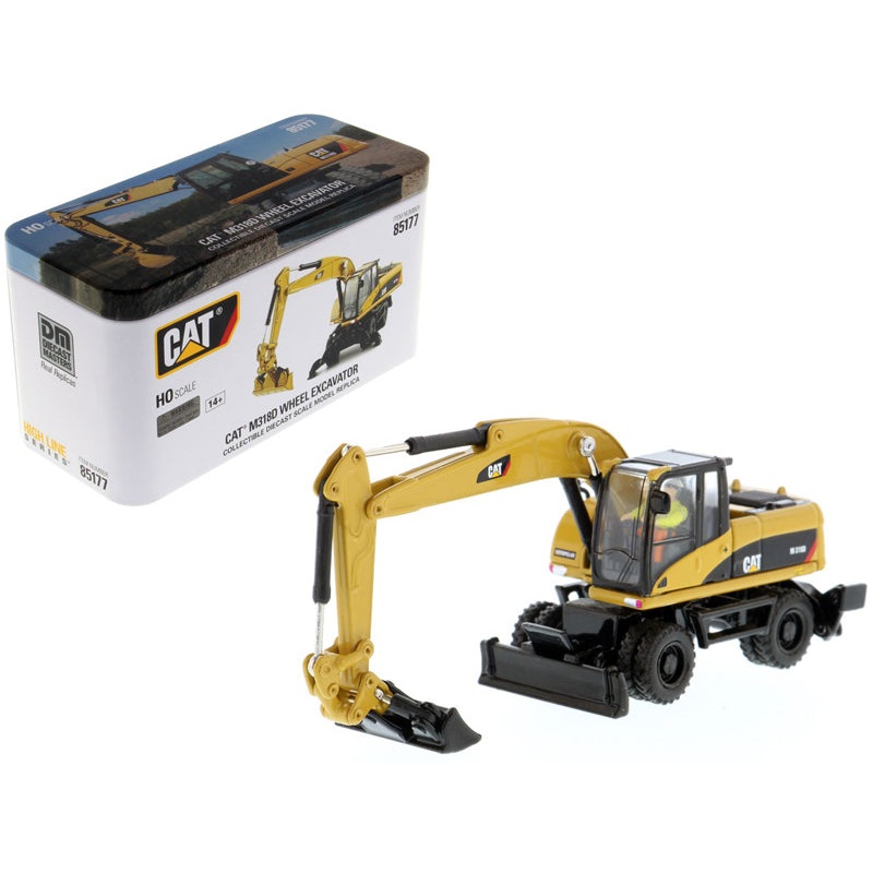 CAT Caterpillar M318D Wheeled Excavator with Operator “High Line” Series 1/87 (HO) Scale Diecast Model by Diecast Masters