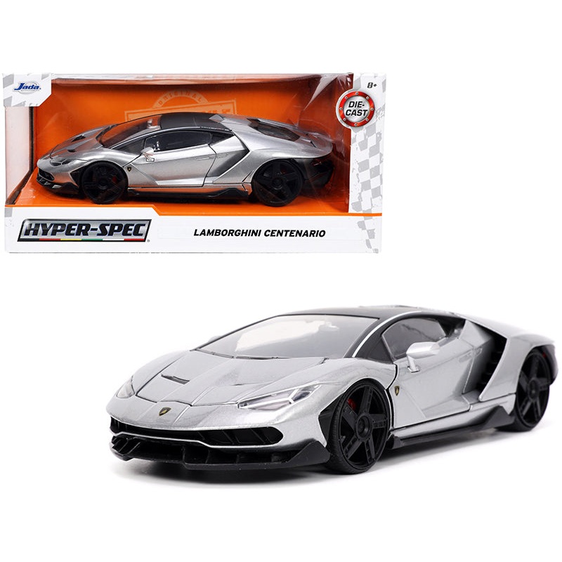 Lamborghini Centenario Gray Metallic with Black Top “Hyper-Spec” Series 1/24 Diecast Model Car by Jada