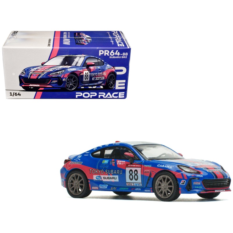 Subaru BRZ #88 Blue with Graphics “Tokyo Subaru Racing” 1/64 Diecast Model Car by Pop Race