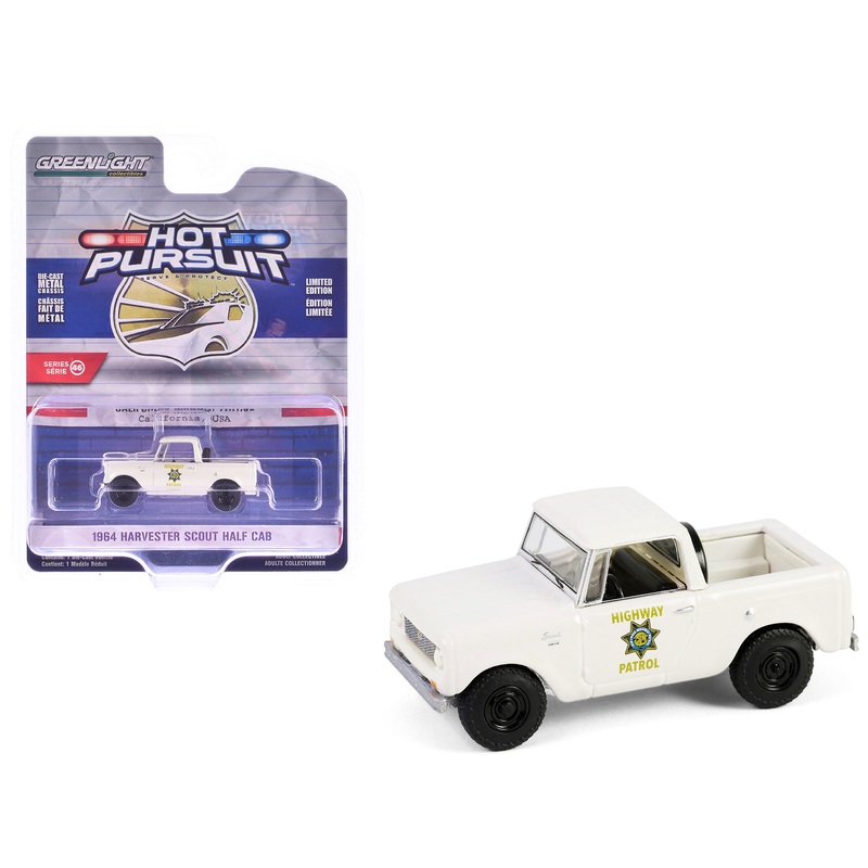 1964 Harvester Scout Half Cab Pickup Truck “California Highway Patrol” Beige “Hot Pursuit” Series 46 1/64 Diecast Model Car by Greenlight