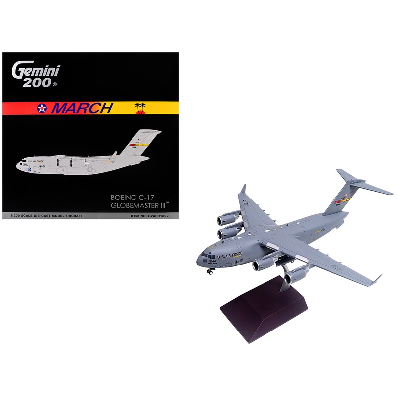 Boeing C-17 Globemaster III Transport Aircraft “March Air Reserve Base” United States Air Force “Gemini 200” Series 1/200 Diecast Model Airplane by GeminiJets