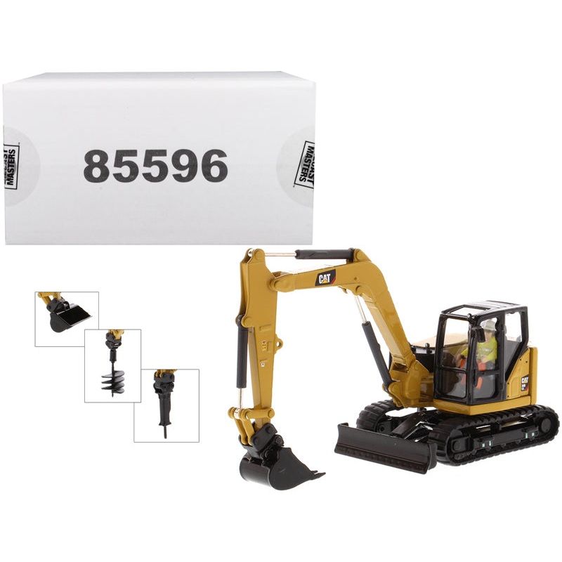 CAT Caterpillar 308 CR Next Generation Mini Hydraulic Excavator with Work Tools and Operator “High Line” Series 1/50 Diecast Model by Diecast Masters