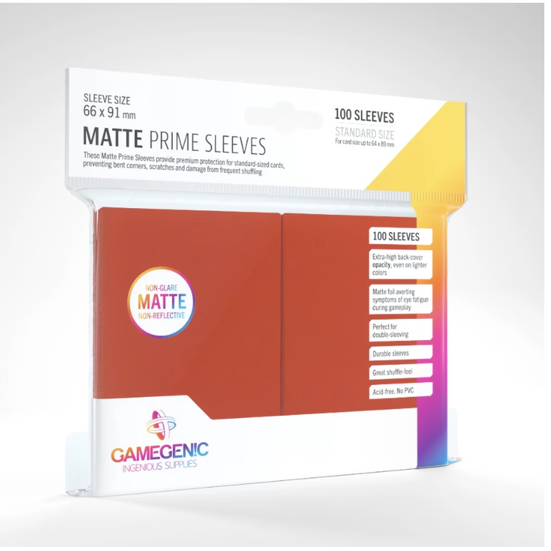 GameGenic – MATTE Prime Sleeves: 66mm x 91mm Red (100)