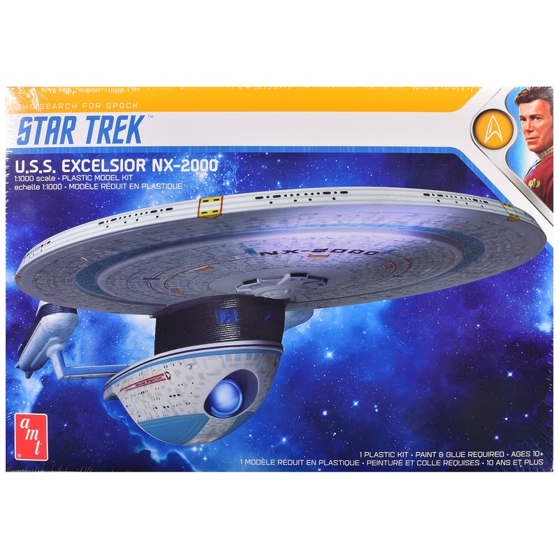 Skill 2 Model Kit U.S.S. Excelsior NX-2000 Space Ship “Star Trek III: The Search for Spock” (1984) Movie 1/1000 Scale Model by AMT
