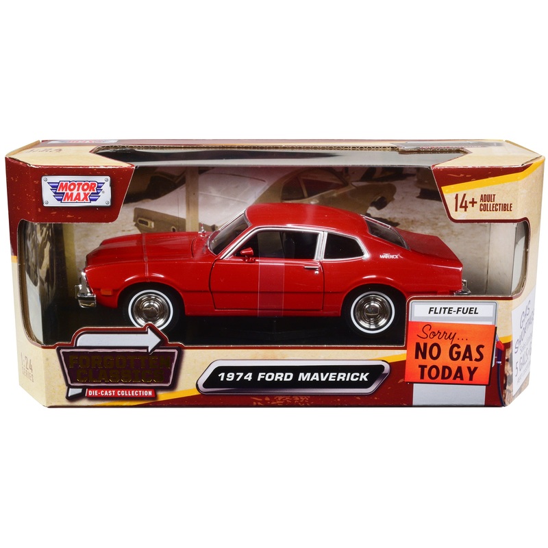 1974 Ford Maverick Red “Forgotten Classics” Series 1/24 Diecast Model Car by Motormax