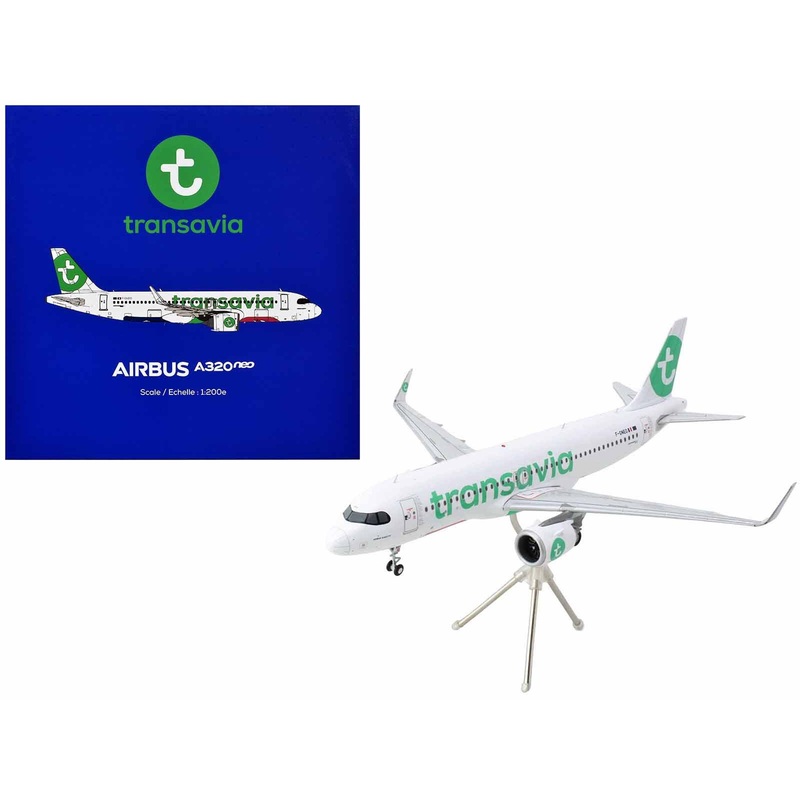 Airbus A320neo Commercial Aircraft “Transavia Airlines” (F-GNEO) White with Green Tail “Gemini 200” Series 1/200 Diecast Model Airplane by GeminiJets