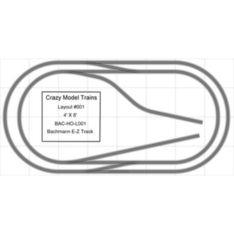 Bachmann E-Z Track Train Layout #001 Train Set HO Scale 4′ X 8′ Wire Switches