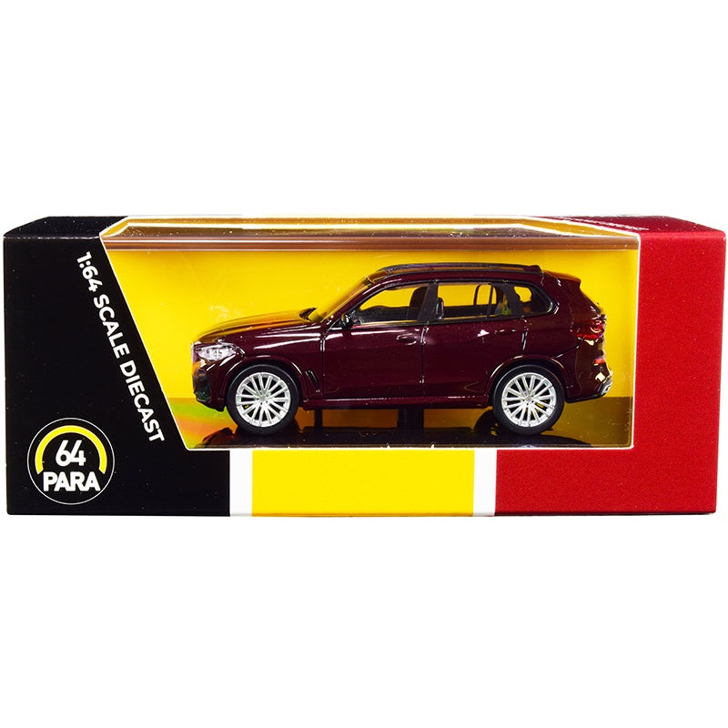 BMW X5 (G05) with Sunroof Ametrine Red Metallic 1/64 Diecast Model Car by Paragon