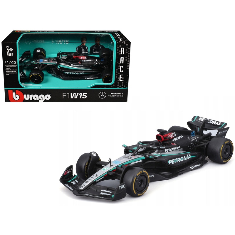 Mercedes-AMG F1 W15 E Performance #63 George Russell “Petronas” Formula One F1 World Championship (2024) “Race” Series 1/43 Diecast Model Car by Bburago