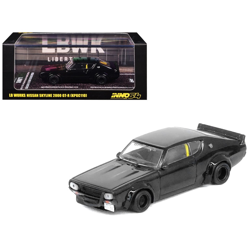 Nissan Skyline 2000 GT-R (KPGC110) RHD (Right Hand Drive) “LB-Works” Black 1/64 Diecast Model Car by Inno Models