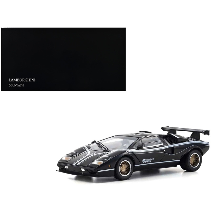 Lamborghini Countach LP 500R Black with White Interior 1/18 Diecast Model Car by Kyosho