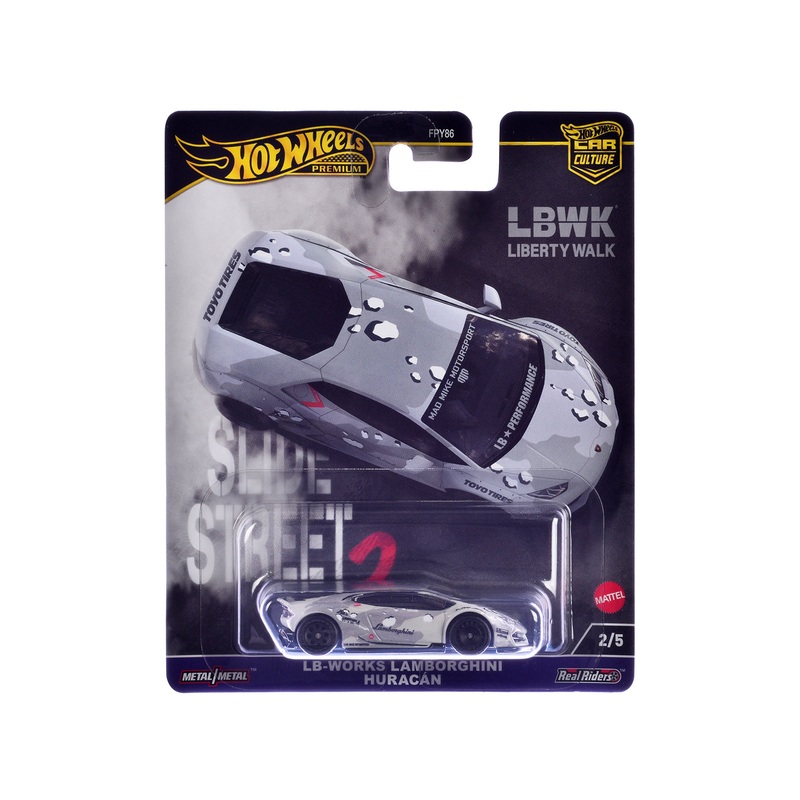 Lamborghini Huracan LB-Works Gray with Graphics “Slide Street 2” Series Diecast Model Car by Hot Wheels