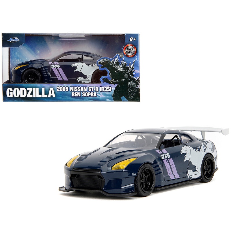 2009 Nissan GT-R (R35) Ben Sopra Dark Blue with Graphics “Godzilla” “Hollywood Rides” Series 1/32 Diecast Model Car by Jada