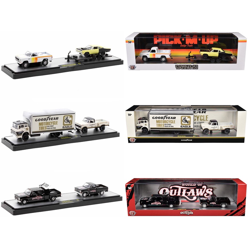 Auto Haulers Set of 3 Trucks Release 77 Limited Edition to 8000 pieces Worldwide 1/64 Diecast Models by M2 Machines