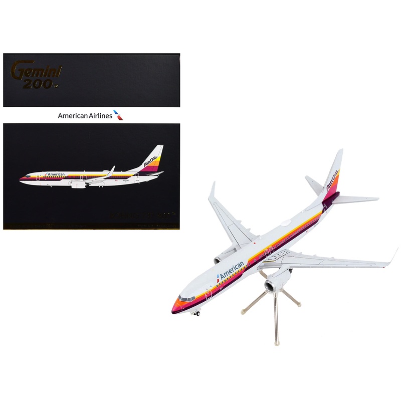 Boeing 737-800 Commercial Aircraft “American Airlines – AirCal” Gray with Stripes “Gemini 200” Series 1/200 Diecast Model Airplane by GeminiJets