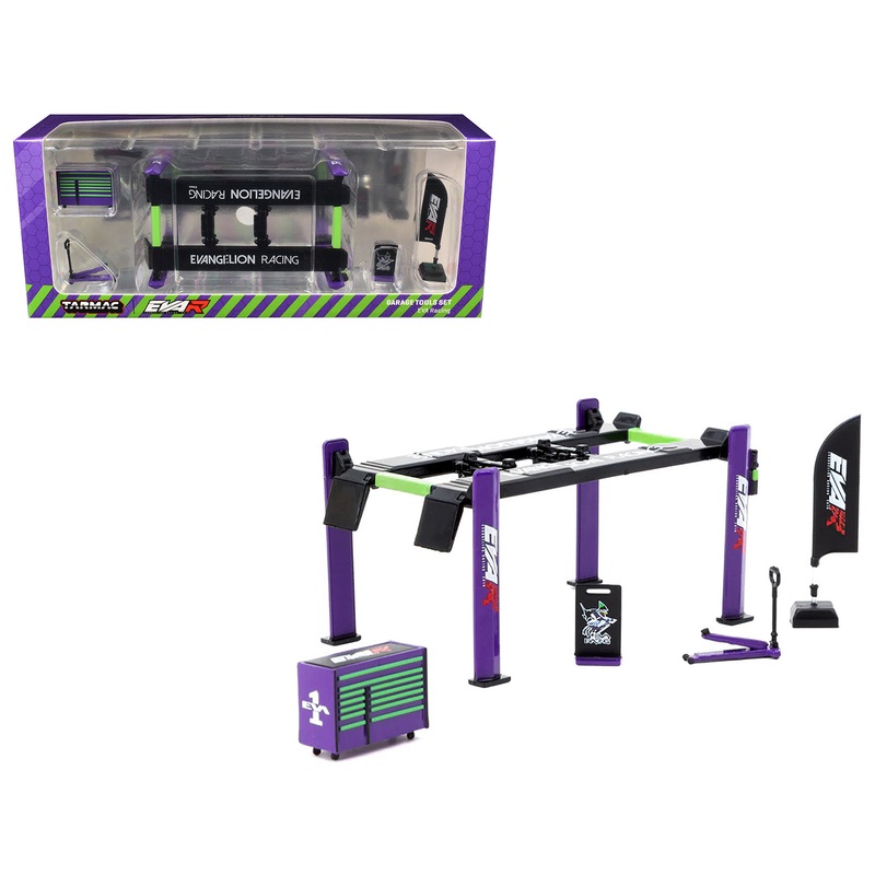 “EVA Racing” Garage Tools Set of 5 pieces with Stickers “Parts64” Series for 1/64 Model Cars by Tarmac Works