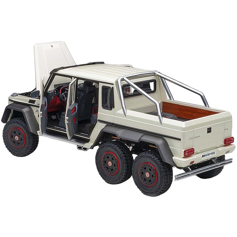 Mercedes Benz G63 AMG 6×6 Designo Diamond White with Carbon Accents 1/18 Model Car by Autoart