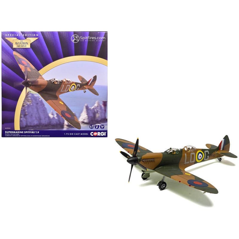 Supermarine Spitfire T.9 Aircraft “SM520 Spitfires.com Goodwood Aerodrome” British Royal Air Force “The Aviation Archive” Series 1/72 Diecast Model by Corgi