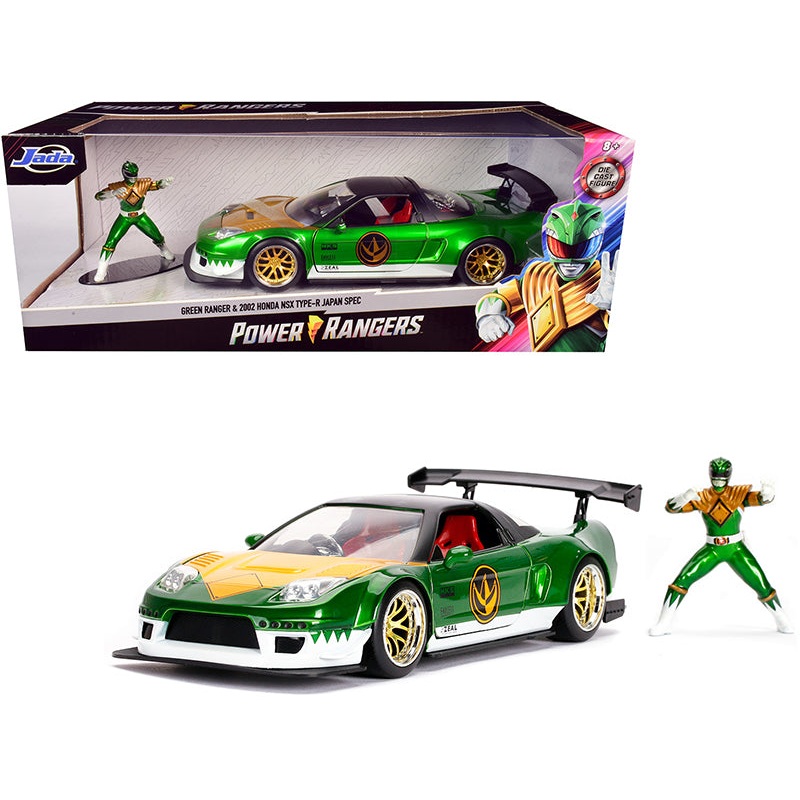2002 Honda NSX Type-R Japan Spec RHD (Right Hand Drive) and Green Ranger Diecast Figurine “Power Rangers” 1/24 Diecast Model Car by Jada