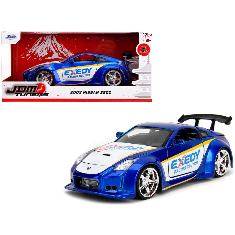 2003 Nissan 350Z “Exedy Racing Clutch” Candy Blue and White “JDM Tuners” Series 1/24 Diecast Model Car by Jada