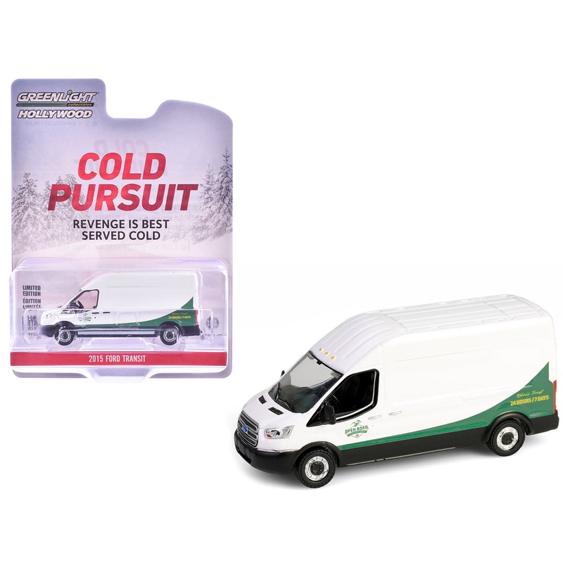 2015 Ford Transit Van White and Green “Cold Pursuit” (2019) Movie “Hollywood Series” Release 43 1/64 Diecast Model Car by Greenlight