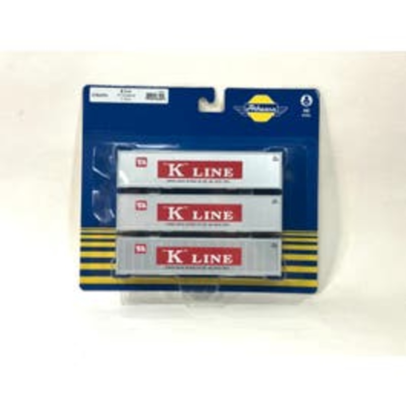 Athearn 63394  HO 40' Smooth Side Container – K Line (3pcs)