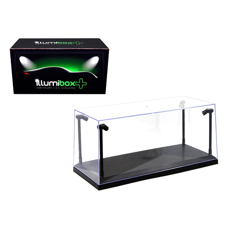 Collectible Display Show Case with LED Lights and Black Base for 1/24 1/18  Models by Illumibox