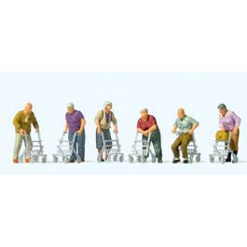 Preiser 10718  HO Elderly People with Walkers 6 pcs