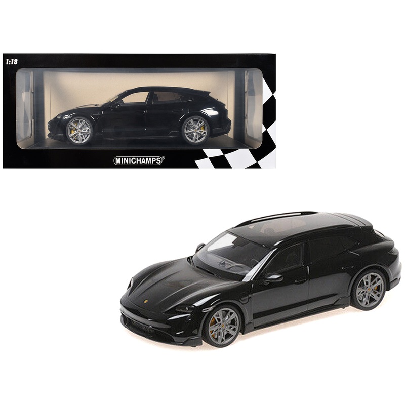 2021 Porsche Taycan CUV Turbo S Black Limited Edition to 480 pieces Worldwide 1/18 Diecast Model Car by Minichamps