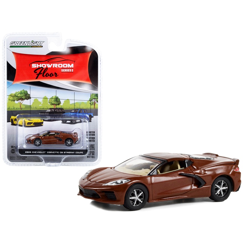 2022 Chevrolet Corvette C8 Stingray Coupe Caffeine Brown Metallic “Showroom Floor” Series 2 1/64 Diecast Model Car by Greenlight