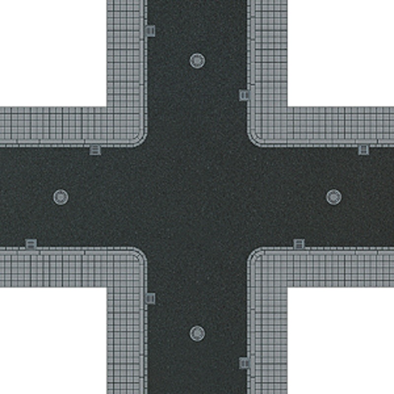 Busch 1104 HO Flexible Asphalt Intersection Crossing with Sidewalks, Sheet, 9.75″ x 9.75″
