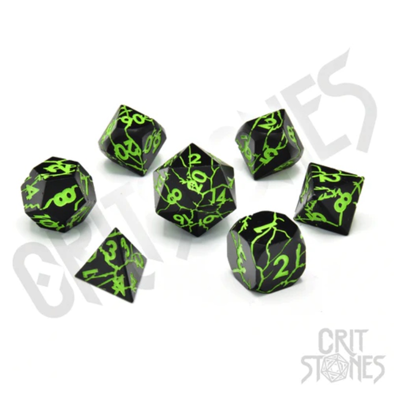 CritStones –  Metal RPG Dice Set – Raving Poison