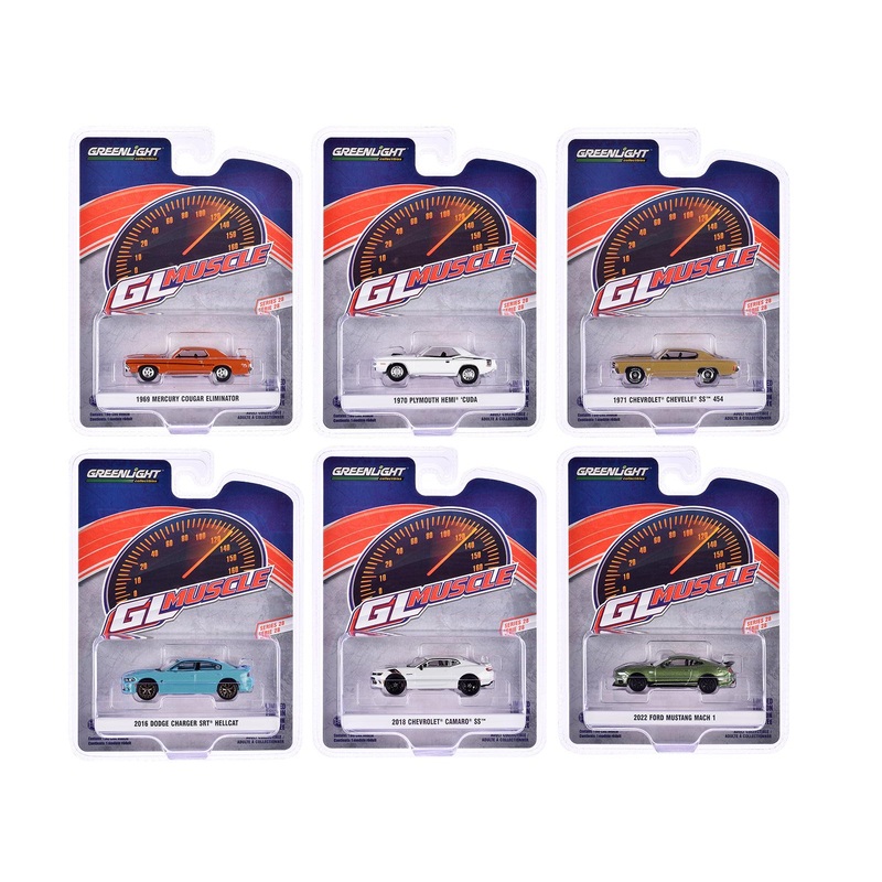 “GreenLight Muscle” Set of 6 pieces Series 28 1/64 Diecast Model Cars by Greenlight