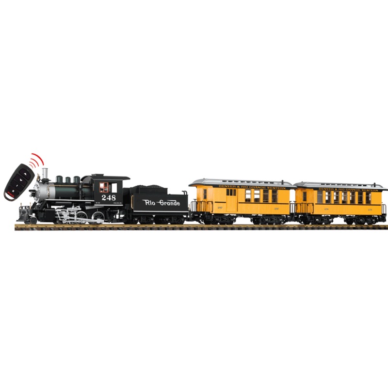 PIKO 38112 G, DRGW Starter Set, 2-6-0 Steam Locomotive, 2 Passenger Cars