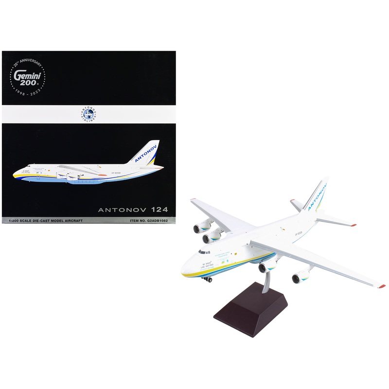Antonov 124-100M Commercial Aircraft “Antonov Airlines” White with Blue and Yellow Stripes “Gemini 200” Series 1/200 Diecast Model Airplane by GeminiJets