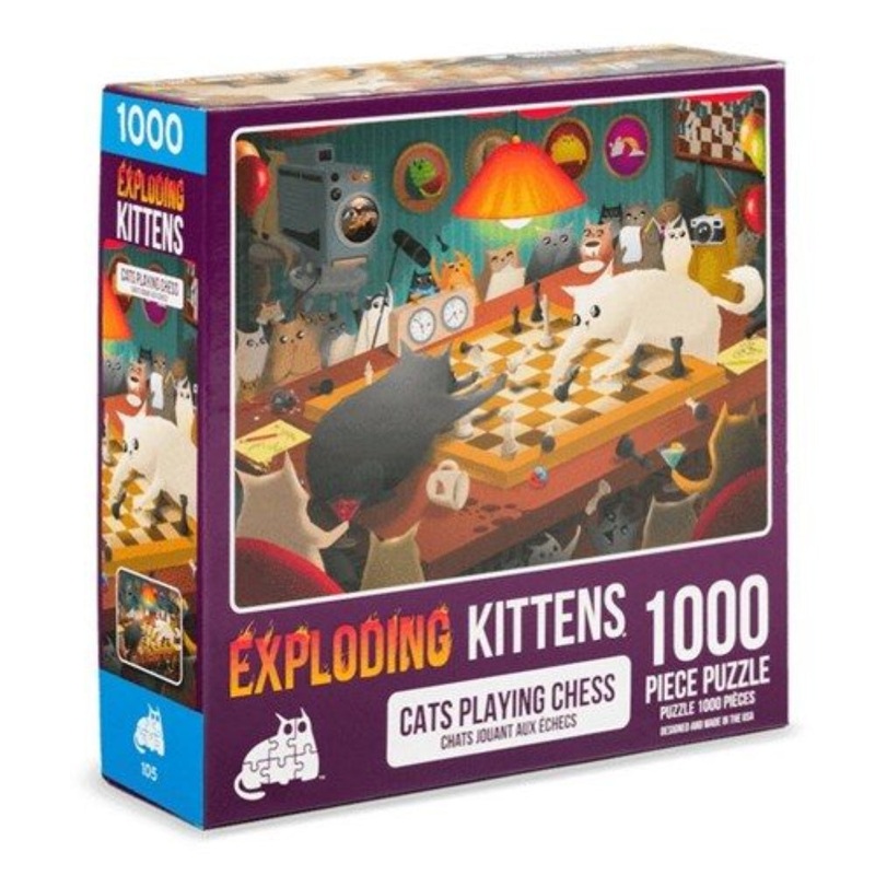 Exploding Kittens Puzzle – Cats Playing Chess (1000pcs)
