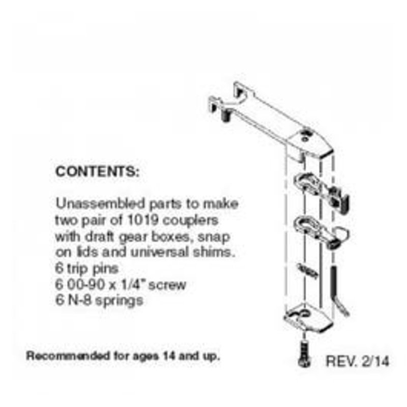 Micro Trains #00102008 Truck or Body Mount Coupler for 89' 4″ TOFC and similar applications (2 pair, Unassembled) (1019)