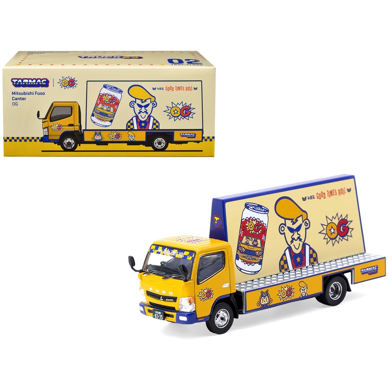 Mitsubishi Fuso Canter Mobile Ad Truck RHD (Right Hand Drive) “OG Beer” Yellow with Graphics “Truck64” Series 1/64 Diecast Model Car by Tarmac Works