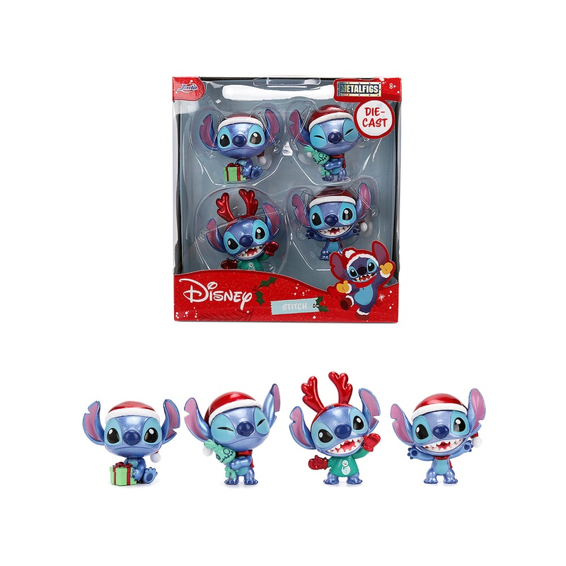 Set of 4 Diecast Figures “Disney’s Stitch Christmas Edition” “Metalfigs” Series by Jada